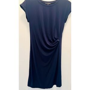 Banana Republic Women's PS Faux Wrap Knee Length Blue Dress